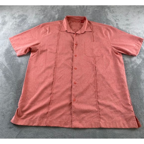 Havanera Co. Other - Havanera Co Mens XL‎ Coral Orange Short Sleeve Button Down Camp Shirt Guayabera